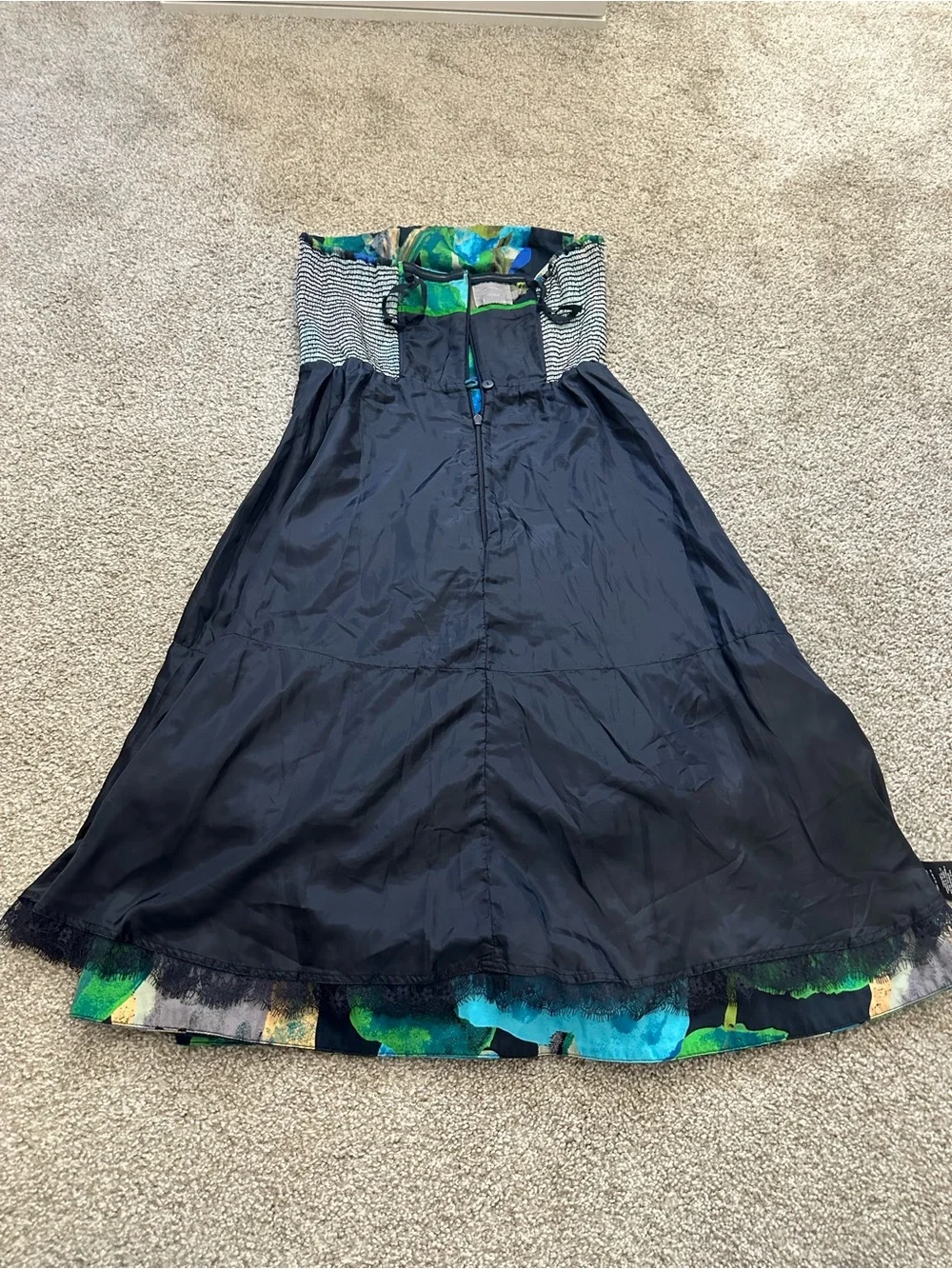 Anthropologie Vanessa Virginia Shadeflower Strapless Floral Dress Size M 8-10 - Picture 11 of 13